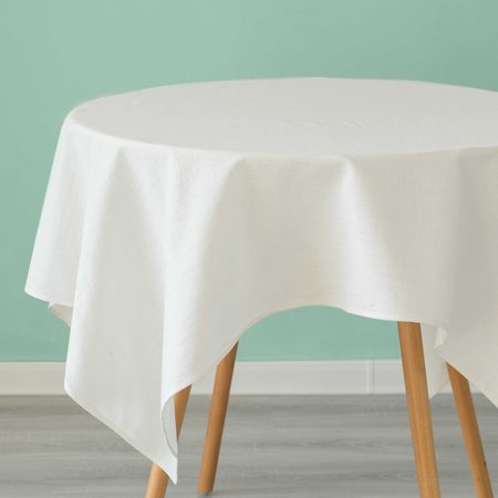 DEERLUX 100% Pure Linen Washable Tablecloth Solid Color, 52 x 70 Rectangle White QI003989.5270.WT